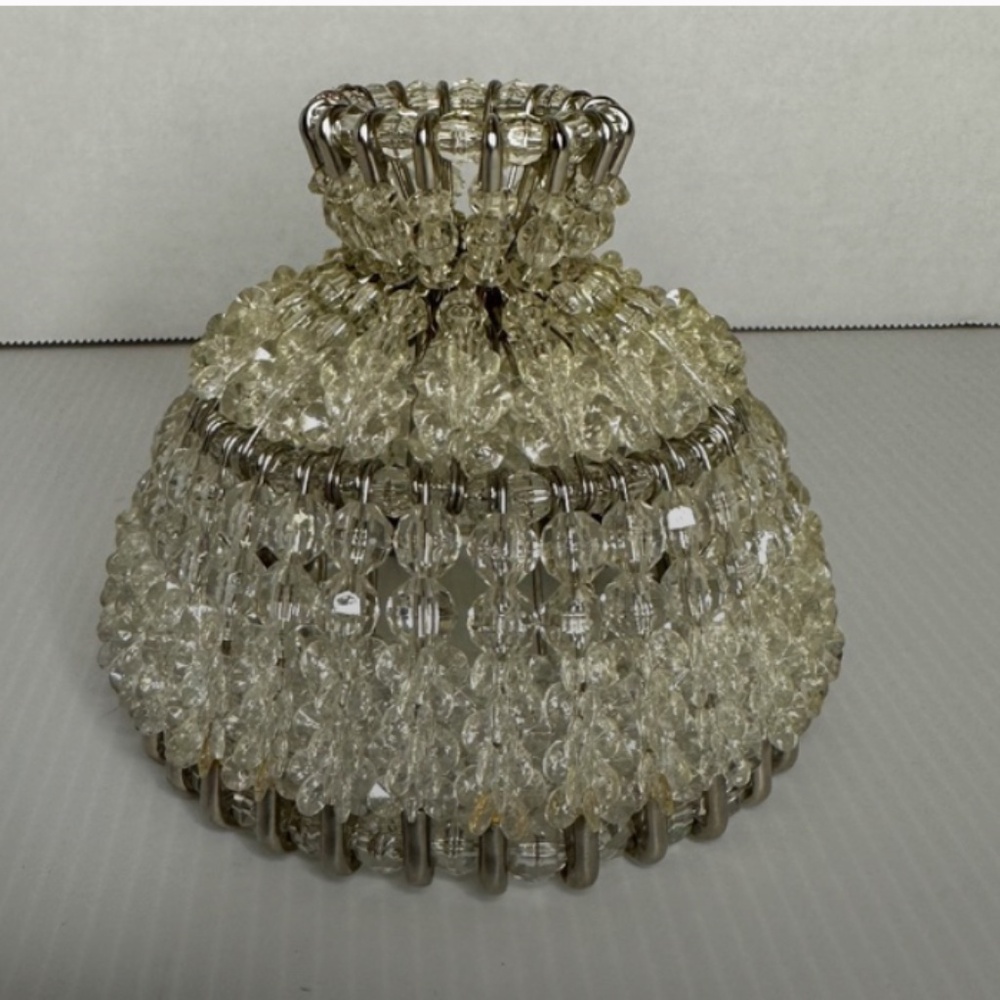 Vintage Petite Safety Pins Clear Beaded Conic Lamp Shade 4"